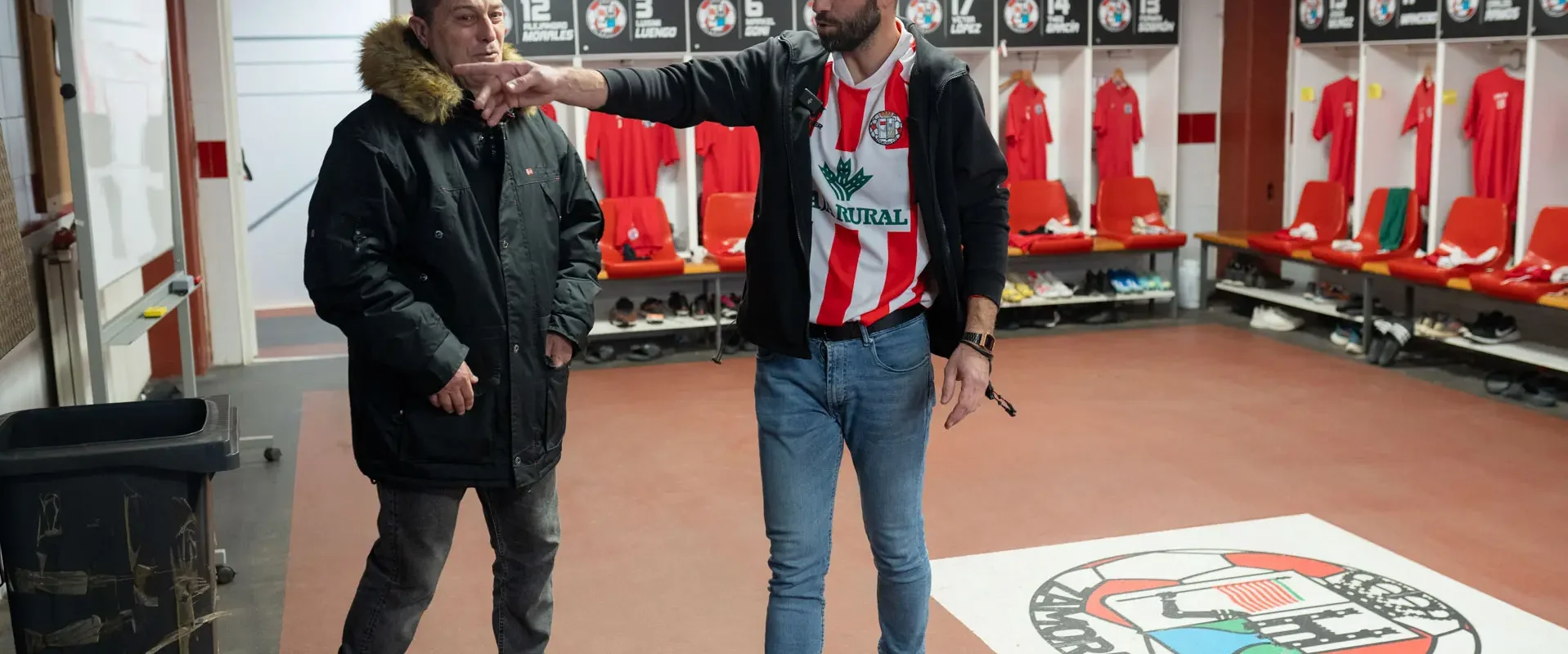 Zuhaitz Gurrutxaga y Miguel Ángel Álvarez Tomé en el estadio Ruta de la Plata de Zamora.