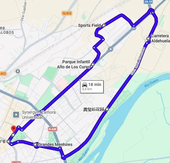 Recorrido de los buses lanzadera del Ayuntamiento de Zamora.